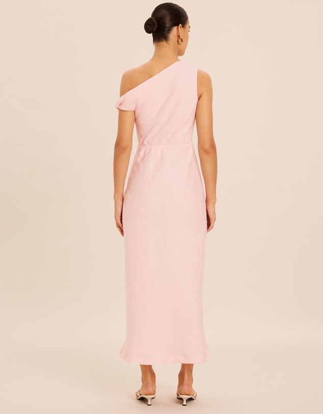 AERE - Linen Draped Off Shoulder Midi Dress