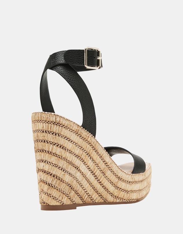 Steve Madden - Cassie Black Leather Sandals