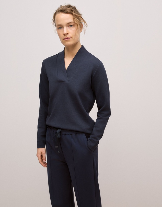 Trenery - Jacquard Shawl Neck Sweat in Night Sky