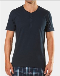Mitch Dowd - Short Sleeve Henley Tee - Navy