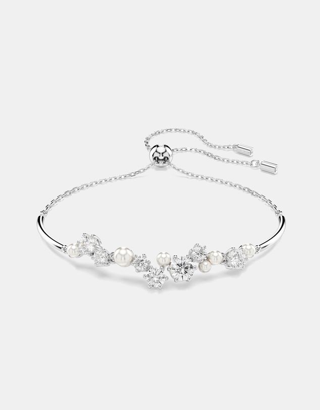 Swarovski - Constella Bangle, Crystal Pearl, Round Cuts, White, Rhodium-Plated