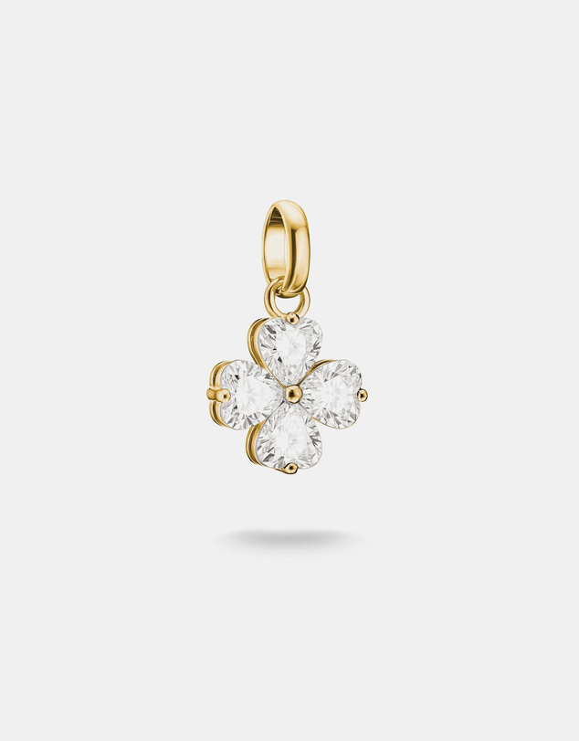 THOMAS SABO - Gold-Plated Four-Leaf Clover Charm with Heart-Cut White Zirconia