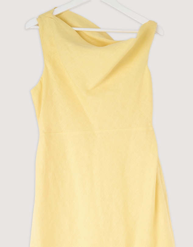Revibe - Repaired AERE Fia Linen Draped Off Shoulder Maxi Dress - AU 14
