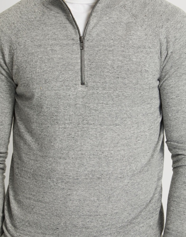 Oxford - Perry Zip Collar Knit Top