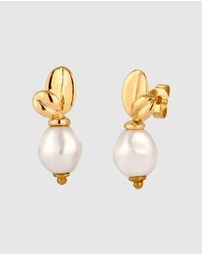 Elli Jewelry - Pearl Floral Stud Earrings in Gold-Plated 925 Silver