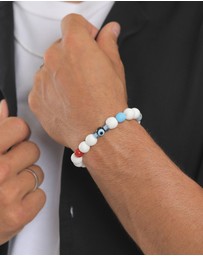 Kuzzoi - ICONIC EXCLUSIVE - Bracelet Happy Face Beads with Resin Beads in 925 Sterling Silver