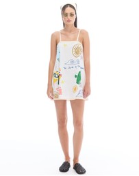 THE TALES - Illustrated Summer Cotton Slip Dress
