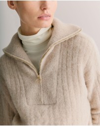 Trenery - Alpaca Merino Blend Half Zip in Stone