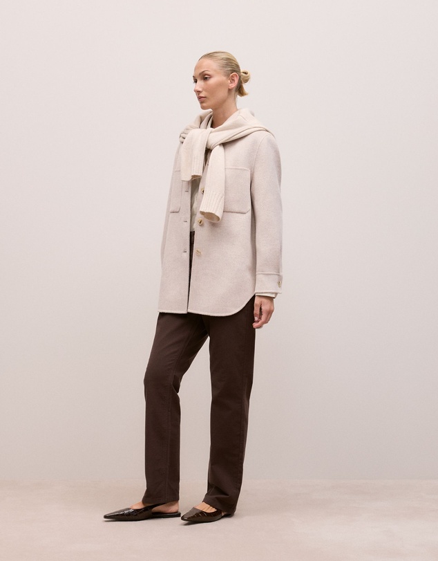 Trenery - Brushed Wool Shacket in Oatmeal Marle