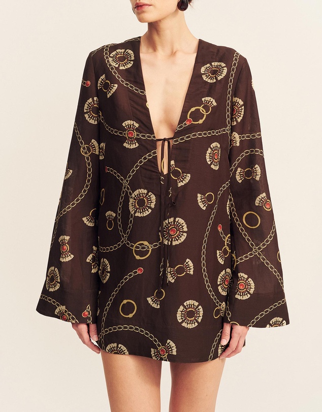 Shona Joy - Vacanza Plunged LS Mini Dress