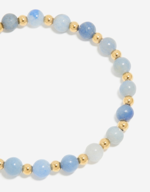 Lovisa - Waterproof Gold Plated Stainless Steel Blue Beaded Stretch Bracelet