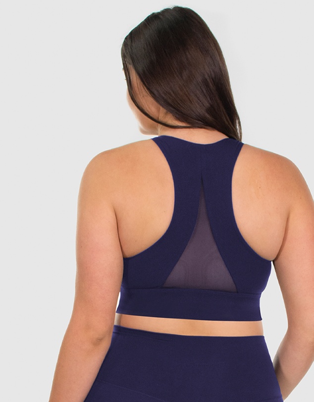 B Free Intimate Apparel - Mesh Racer Long Line Sports Bra (B-C-D-DD-E) Cup