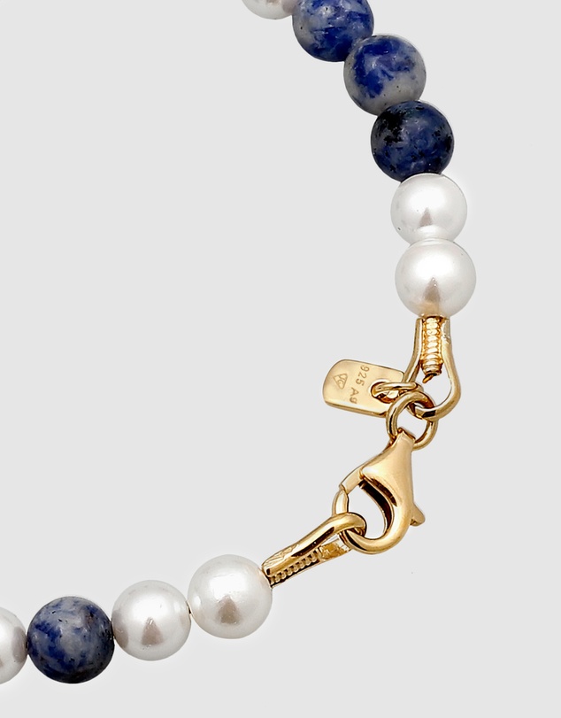 Kuzzoi - ICONIC EXCLUSIVE - Agate and Shell Pearl Bead Bracelet in Gold-Plated 925 Sterling Silver