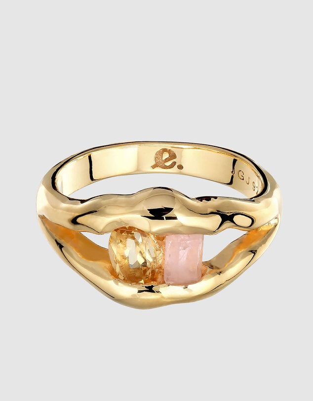 Elli Jewelry - Organic Split Band Gemstone Ring in Gold-Plated 925 Silver