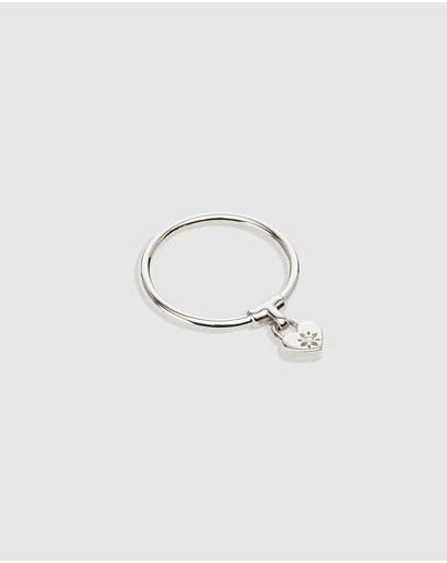 By Charlotte - Crystal Lotus Heart Padlock Ring