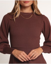 Petal & Pup - Gigi Long Sleeve Mini Dress - Brown