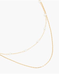 Lovisa - Waterproof Gold Plated Stainless Steel Pearl Beaded & Chain Layered Necklace