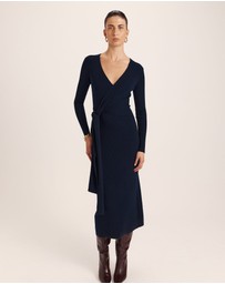 SABA - Elle Wool Blend Wrap Knit Dress