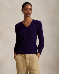 Polo Ralph Lauren - Cable-Knit Wool-Cashmere V-Neck Sweater - ICONIC EXCLUSIVE