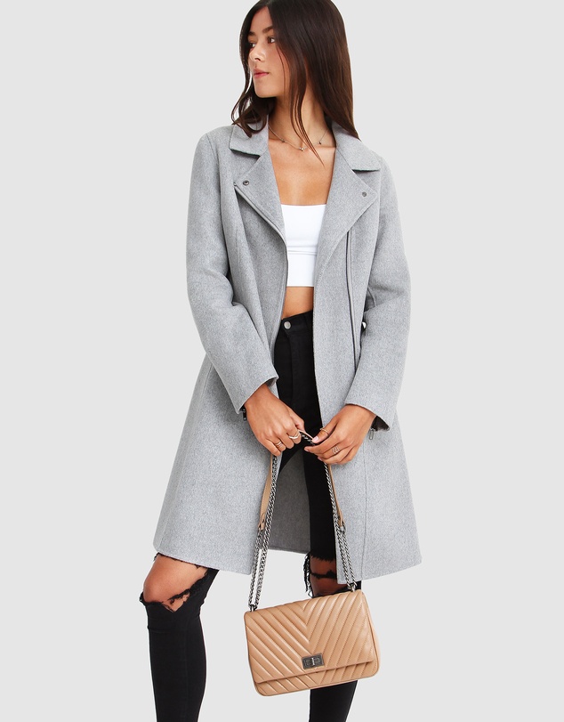 Belle & Bloom - Last Chance Wool Blend Moto Coat