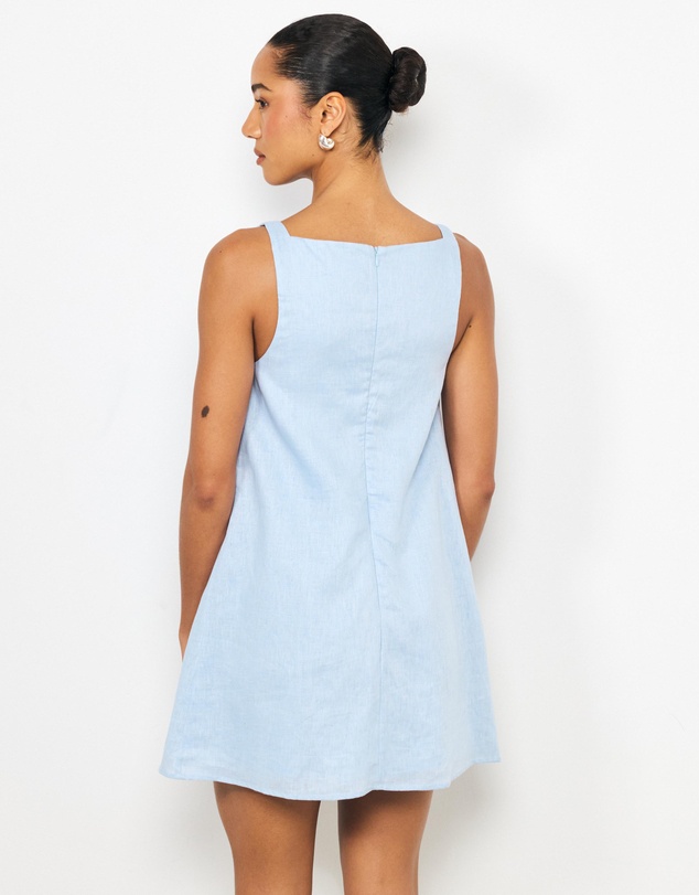 AERE - Tali Panelled Linen Mini Shift Dress