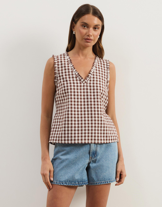 Atmos&Here - Lydia Gingham Tie Back Top