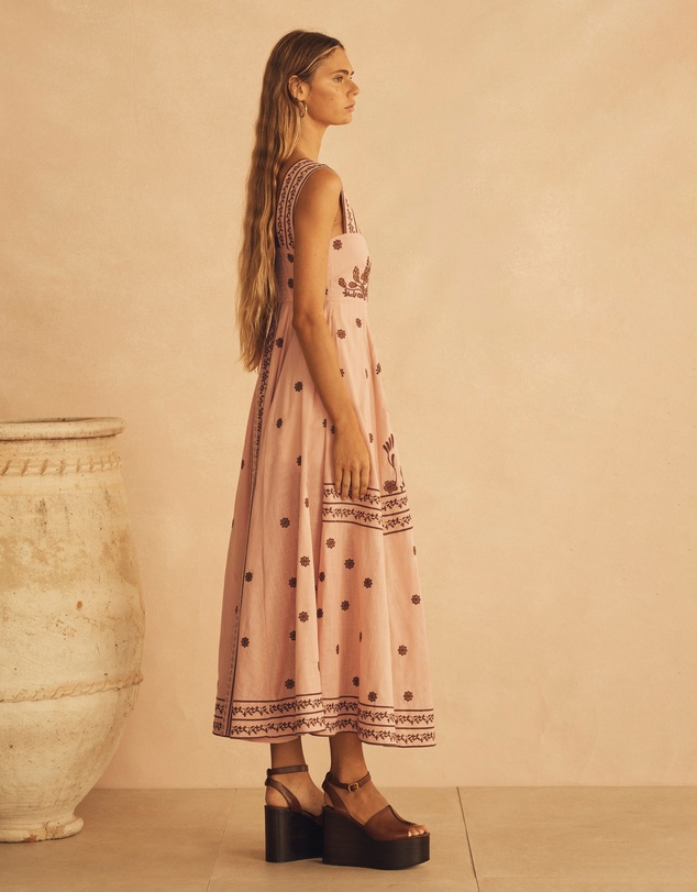 AUR OCEA - Embroidered Empire Maxi Dress