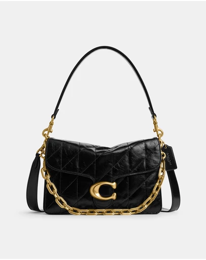 Coach - Quilted Glazed Leather Chain Tabby Shoulder Bag with Chain