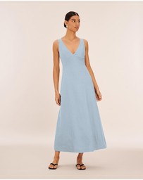 AERE - Nora Buckle Detail Linen Slip Dress