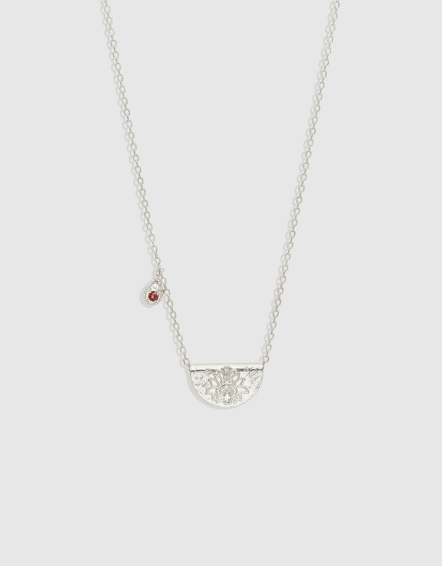 By Charlotte - Silver Lotus Birthstone Necklace - January