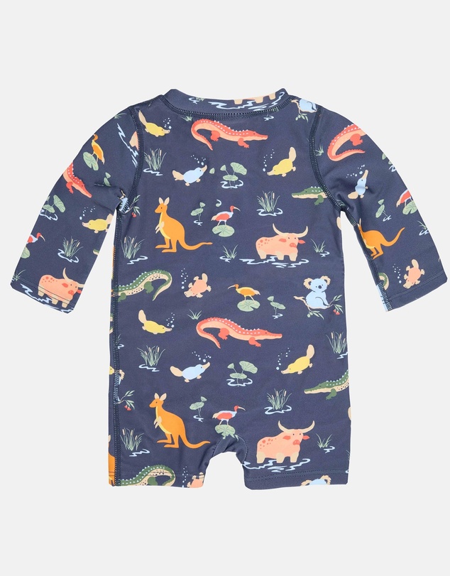 Toshi - Swim Onesie L/S Splash -  Kakadu Moonlight 000