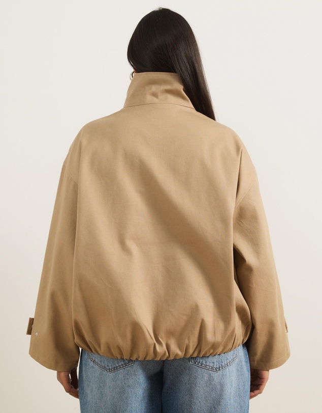 Atmos&Here Curvy - Taya Funnel Neck Twill Bomber Jacket