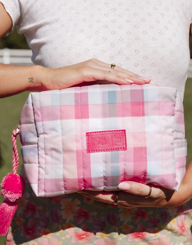 The Somewhere Co - Pink Plaid Cosmetic Case
