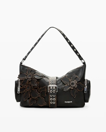 Desigual - Medium bag with flower appliqués