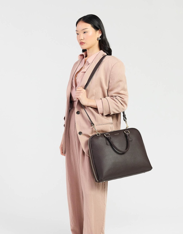 SABEN - Parker Leather Briefcase Cacao