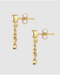 Elli Jewelry - Earrings Women Stud White Crystals 925 Sterling Silver Gold Plated