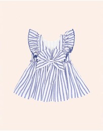 Huxbaby - Ocean Stripe Bow Back Dress - ICONIC EXCLUSIVE - Babies-Teens