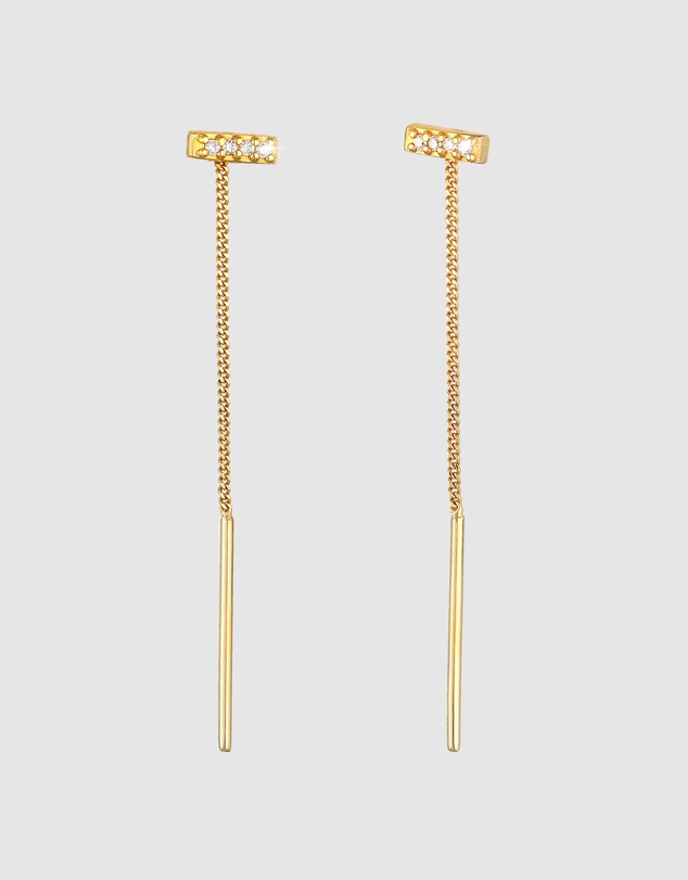 Elli Jewelry - Pull-Through Zirconia Drop Earrings in Gold-Plated 925 Silver