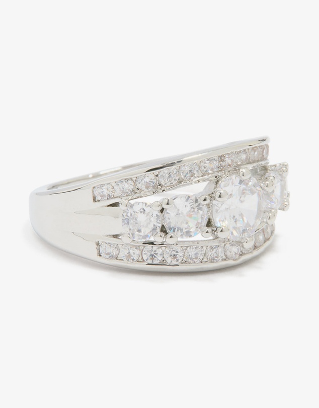 Lovisa - Silver Cubic Zirconia Cluster Band Ring