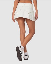 EDIKTED - Belted Denim Wrap Mini Skirt