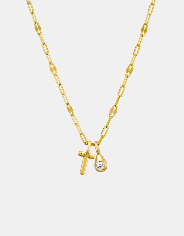 Zoe Olivia - 14K Gold Vermeil Imprint Initial T Cubic Zirconia Necklace