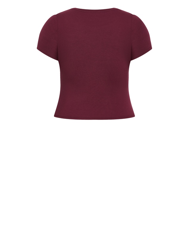 City Chic - Plus size Karla Short Sleeve Tee - dark cherry