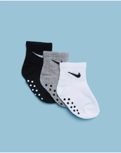 Nike - 3-Pack Core Swoosh Toddler No Slip Ankle Socks - Babies