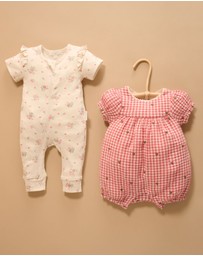 Purebaby - Heart Floral Ruffle Zip Growsuit -Kids-Babies