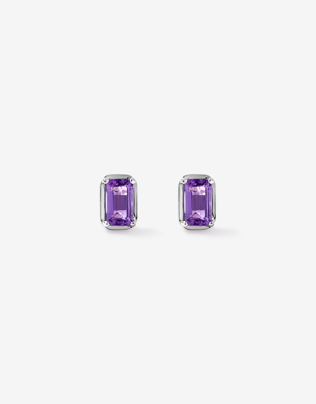 Michael Hill - Emerald-Cut Amethyst Stud Earrings in Sterling Silver