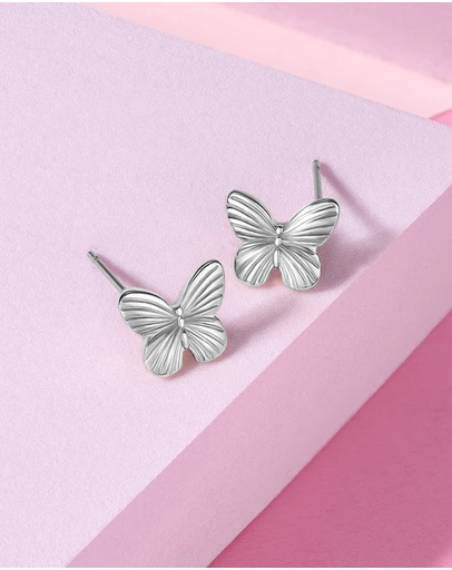 Mestige Kids - Bella Butterfly Earrings - Silver Plated