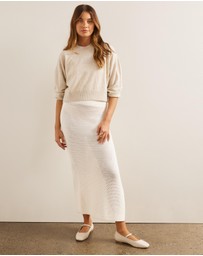 AERE - Organic Cotton Side Split Midi Skirt