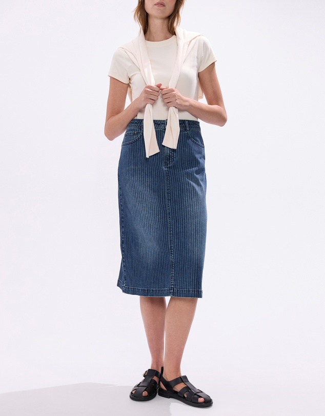 Marcs - Molly Pinstripe Denim Skirt