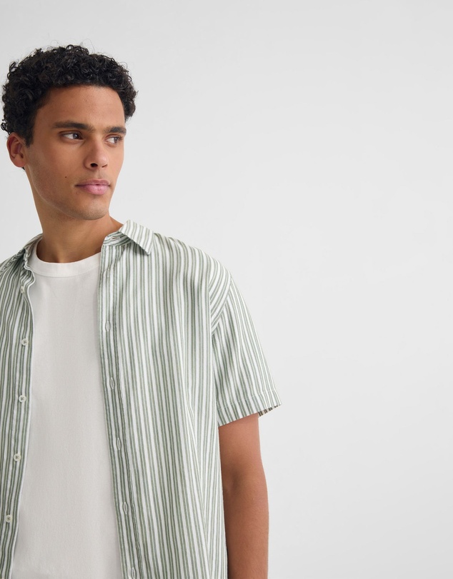 Oxford - Leyton Short Sleeve Stripe Linen Shirt
