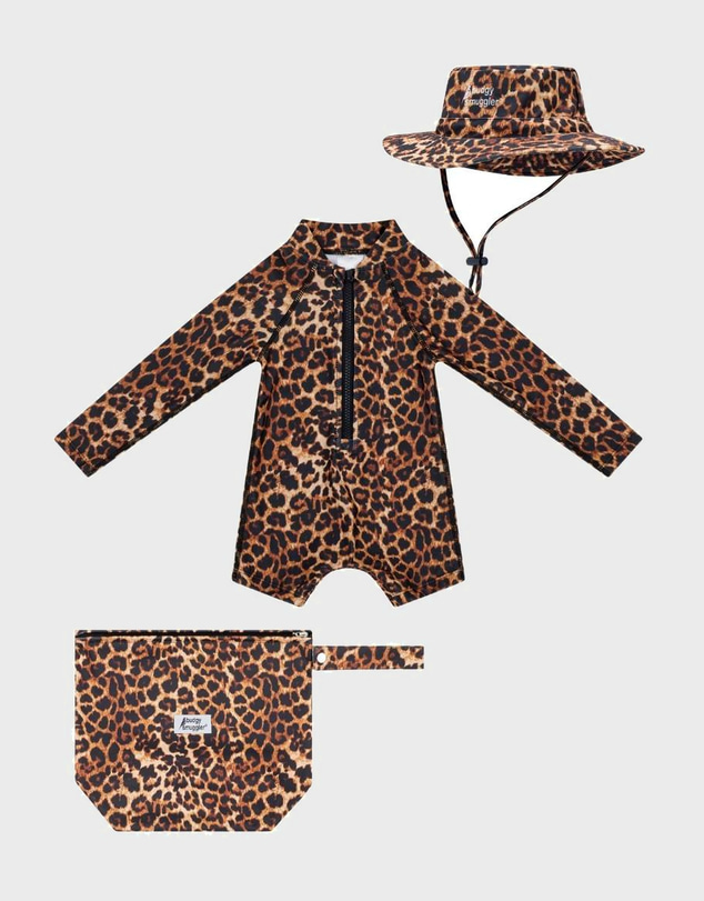 Budgy Smuggler - Kids Onesie Swim Bundle in Leopard UPF 50+